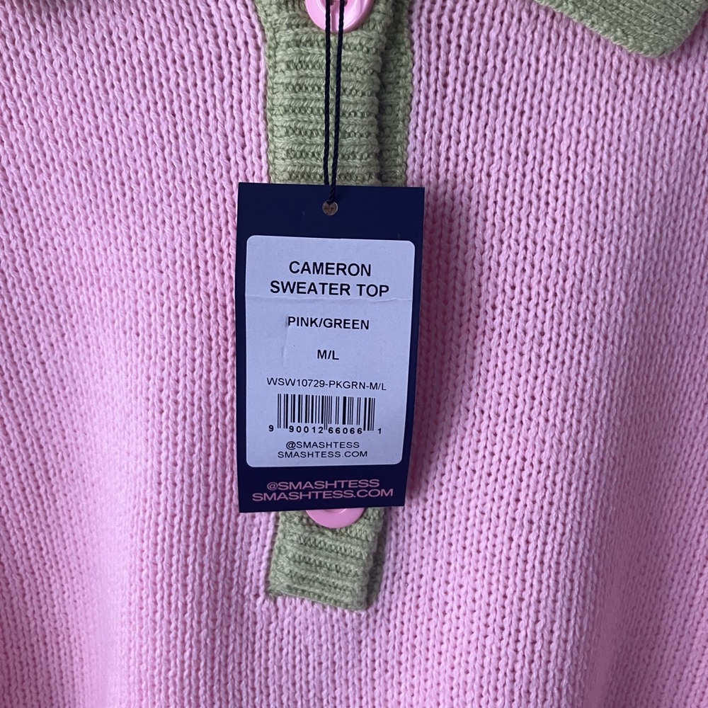 NEW Smash + Tess Cameron Sweater Top Pink and Green Women's Size Medium Large - Picture 8 of 9